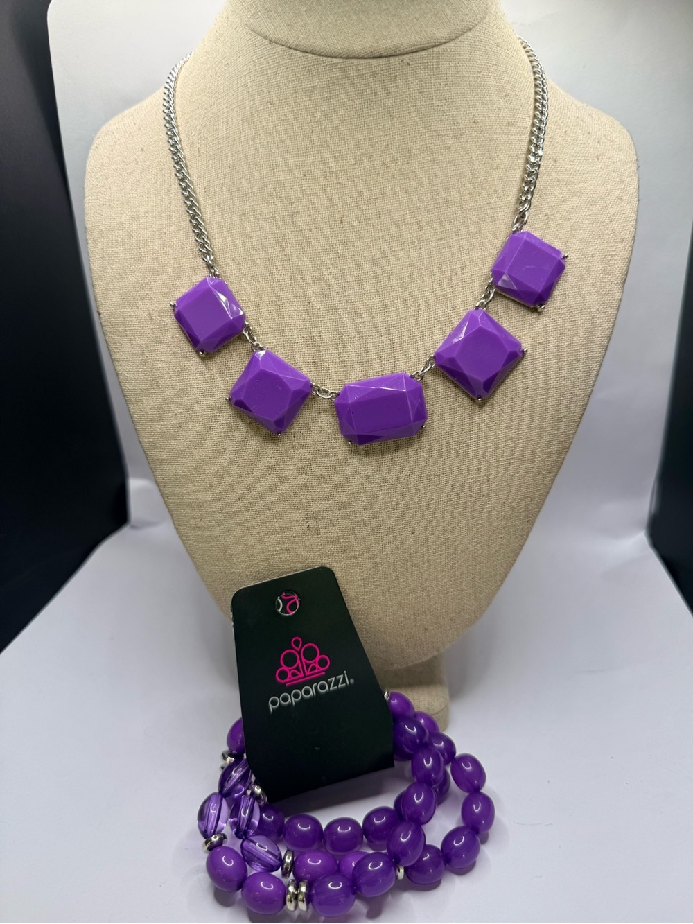 paparazzi Vibrant Purple Faceted Statement Necklace